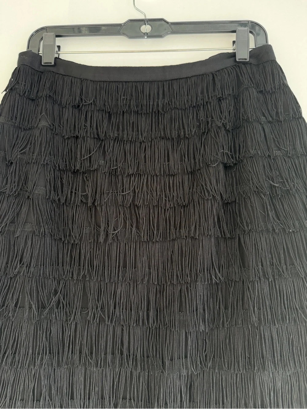 Eliza J Black Fringe Sleeveless Top and Skirt Two Piece Set Size 6 8578